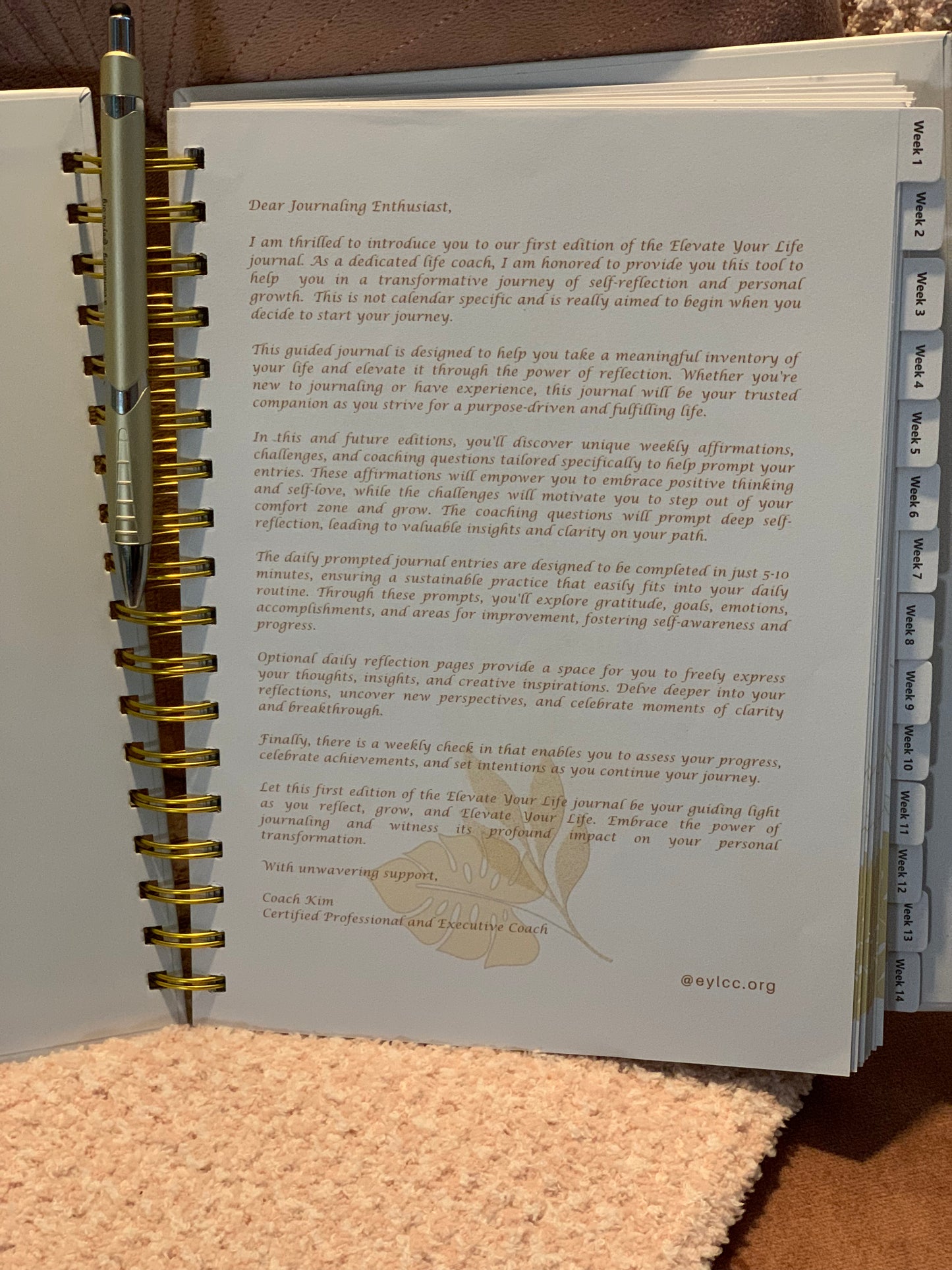 Elevate Your Life Guided Journal - 8x10 Hardcover, Undated - Stylus Pen Included