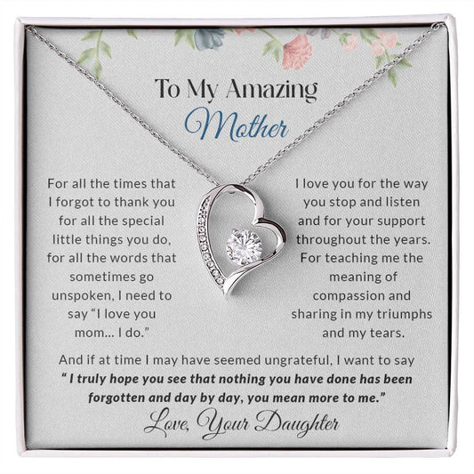 To My Amazing Mother | I Love You Mom - Forever Love Necklace